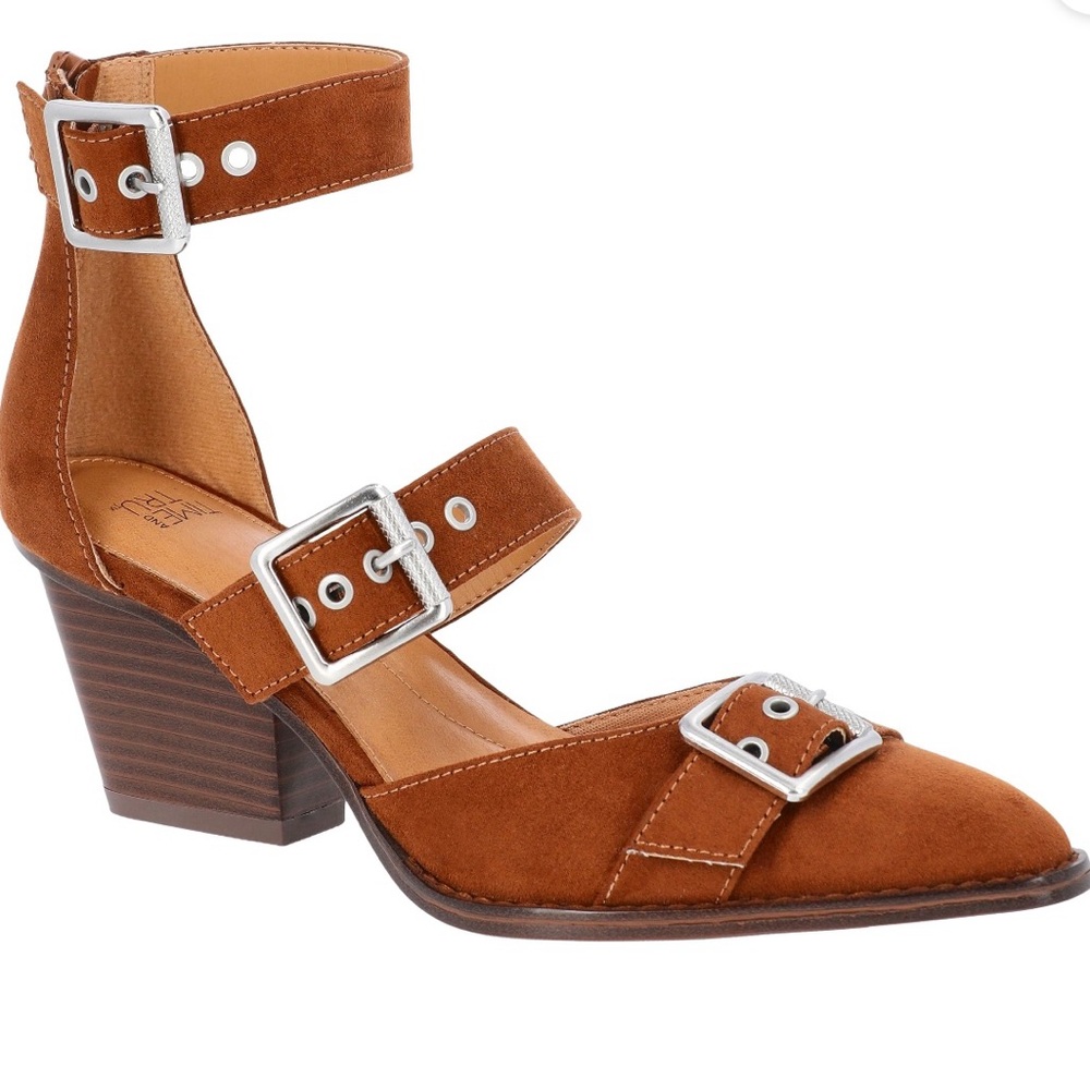 Time and Tru Women's Strappy Western Block Heel Shoes